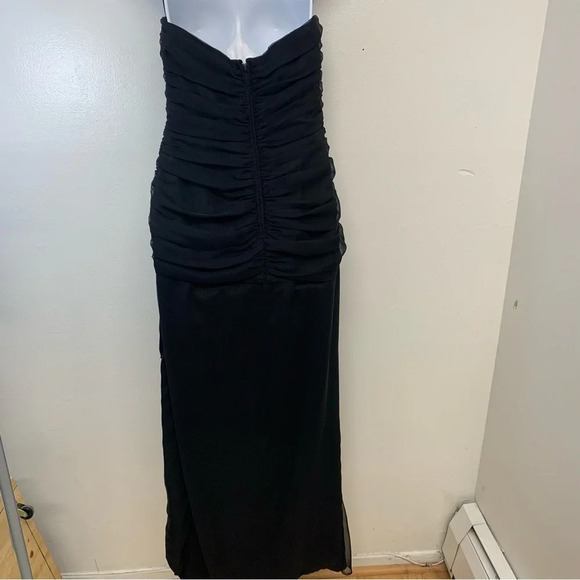 Vtg  80s Morton Myles Evening Gown 6 Chiffon Ruched Slit Formal Feminine Sexy - Picture 6 of 11